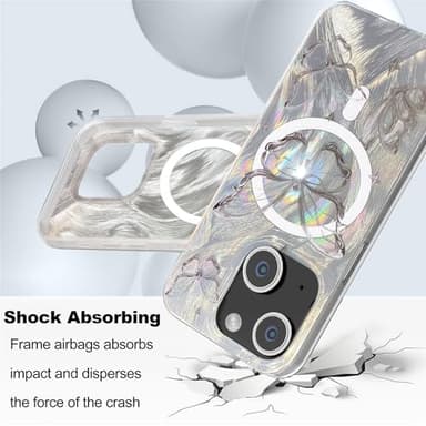 I-MGAE-IN-AR Compact Case for iPhone 14 Plus Shiny Silver Butterfly Design,[Compatible with MagSafe] Cute Soft Slim TPU Shockproof Protective Phone Cases Cover for Women Aesthetic - Image 3