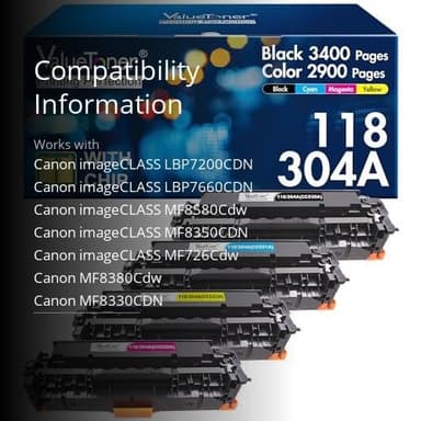 304A Toner Cartridge Replacement for HP 304A for Canon 118 CP2025DN CM2320N CM2320NF CM2320FXI MFP MF8580CDW MF8350CDN MF8380CDW MF726CDW LBP7660CDN LBP7200CDN Printer (Black, Cyan, Magenta, Yellow) - Image 3