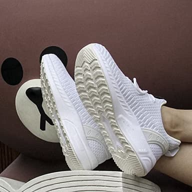 Feethit Women Tennis Running Shoes Walking Shoes Lightweight Casual Sneakers for Travel Gym Work Woman Waitress Nurse Light White 7.5 - Image 7