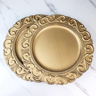 Spsyrine Gold Charger Plates, Set of 6 Chargers for Dinner Plates, 13 Inch Table Chargers for Bulk Wedding, Party Decoration - Image 5