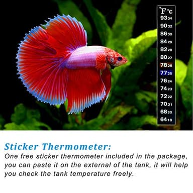 PULACO 25W Small Aquarium Submersible Betta Heater with Free Thermometer Strip, Under 6 Gallon Fish Tanks (Preset Temperature 78℉) - Image 5