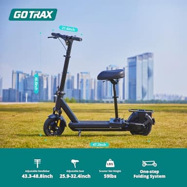 Gotrax Eclipse Ultra Saddle Electric Scooter, 20MPH, 28Miles, Adjustable Handlebar Height, Foldable, Detachable Seat, Cruise Control, Dual Suspension, LED Display, One-step Folding - Image 9