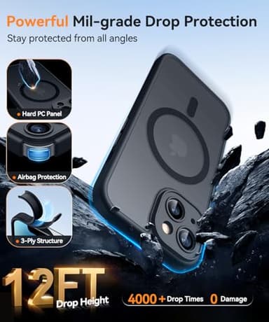 CANSHN Magnetic for iPhone 14 Plus Case, Upgraded [Full Camera Protection] [Compatible with Magsafe] [Translucent Matte] Shockproof Protective Phone Case for iPhone 14 Plus 6.7" - Black - Image 5