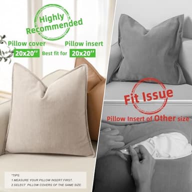 ZWJD Beige Pillow Covers 20x20 Set of 2 Chenille Throw Pillow Covers with Elegant Design Soft and Luxurious Decorative Throw Pillows for Couch, Bed, and Home Decor - Image 3