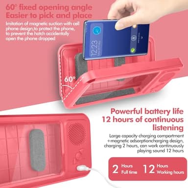 Fanlory Shower Phone Holder with Wireless Bluetooth Speaker, Waterproof 480 Rotation Viewable Shower Phone Stand Case Mount Speakers for Bathroom Wall Mirro for 4"- 6.8" Cell Phones - Image 5