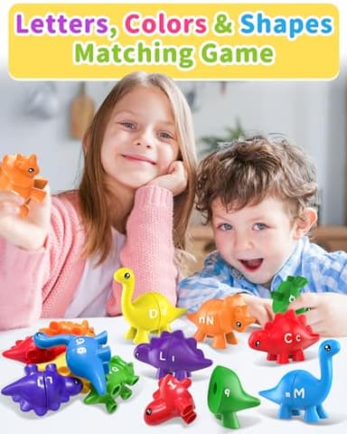 Walenty 26PCS Dinosaur Alphabet Learning Toys for Toddlers Kids 3-5, Montessori Educational Toys Gifts for 3 4 5 Year Old Boy Girl, Preschool Learning Activities, Double Sided ABC Matching Game - Image 2