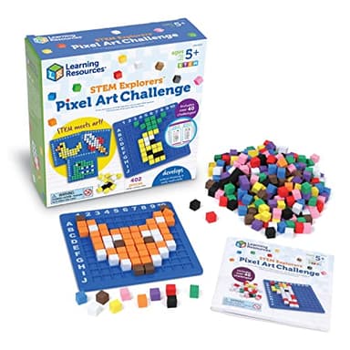 Learning Resources STEM Explorers Pixel Art Challenge - Math Puzzles, Pattern Blocks, Sensory Bin, Arts and Crafts, Math Manipulatives, Building Toys, Montessori - Image 1