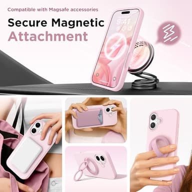 GolbinBox Magnetic for iPhone 17 Case, Compatible with MagSafe, Screen Protector + Camera Lens Protector, Liquid Silicone Shockproof Phone Cover with Anti-Scratch Microfiber Lining, Chalk Pink - Image 3