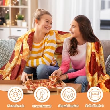 Bcareself Pizzas Blanket Adult Kdis Size 71 inches 2.0 Double Sided Funny Realistic Food Personalized Throw Blanket Novelty Gift for Everyone Soft Pepperoni Pizzas Blanket Soft Flannel - Image 3