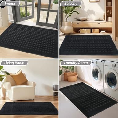 BEQHAUSE Waffle Door Mats Indoor 20"x32", Dog Mat for Muddy Paws Absorbent and Dirt Resist Floor Mats Non-Slip Washable Rugs for Entryway, Welcome Mat for Front Back Door, Muddy Wet Shoes, Black - Image 8