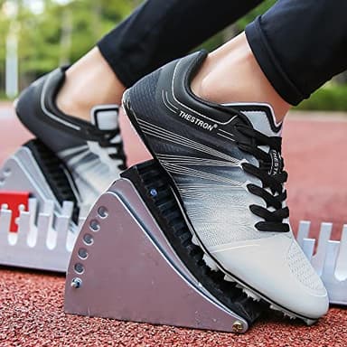 Zakey Track and Field Shoes Men Women Kids Spikes Sneakers Track Race Jumping Sneakers Girls Professional Running Nail Spikes Shoes Boys (1,WhiteBlack) - Image 5