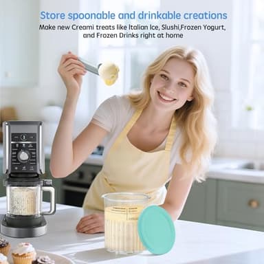 4 Pack Creami Deluxe Pints & Lids for Ninja, 24 Oz Compatible with NC500 NC501 Series Ice Cream Makers, with 5 Spoons & 64 Writable Labels, BPA-Free & Dishwasher Safe, 4 Color Lids - Image 8