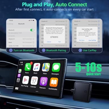 Wireless Carplay Adapter with Netflix YouTube TF Card Plug & Play, Wireless AI Box Car Play Adapter & Android Auto Dongle Easy to Setup, Fits for OEM Wired CarPlay Cars - Image 6