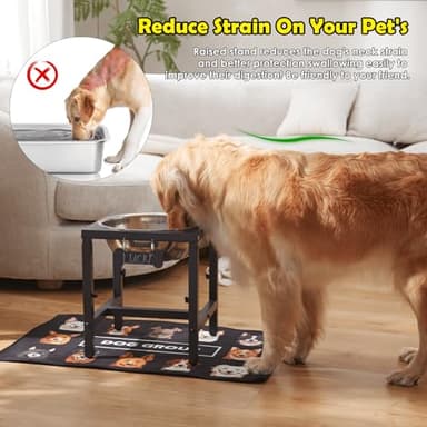 ADENGL 1.6 Gallon Elevated Dog Water Bowl for Large Dogs, 4-Height Adjustable (13–18'') Raised Stainless Steel Bowl with Spill-Proof Mat & Sturdy Metal Stand, Easy-Clean Feeder for Indoor/Outdoor Use - Image 2