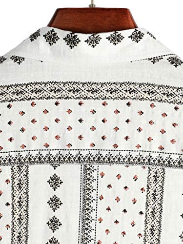 VATPAVE Mens Casual Short Sleeve Button Down Shirts Regular Fit Hawaiian Summer Shirt X-Large White Black - Image 6