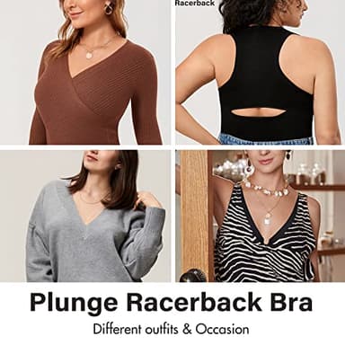 DELIMIRA Women's Front Closure Racerback Bras Plus Size Full Coverage Supportive Underwire Plunge Unlined Bra Black 32C - Image 5