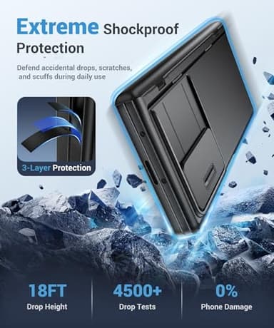 BERFY for Z Fold 7 Case with Privacy Screen Protector, [Anti Spy] Hidden Kickstand & Slide Camera Cover & Hinge Protective, Full Body Shockproof Slim Hard Phone Case for Samsung Galaxy Z Fold 7, Black - Image 6