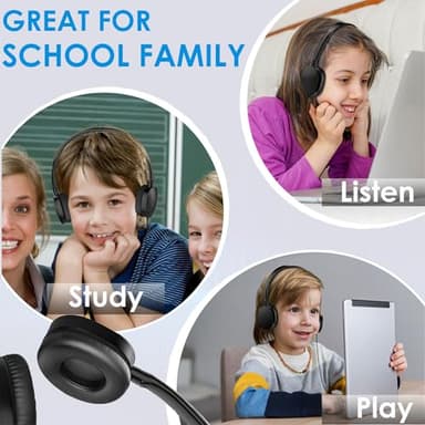 XOSDA Kids Bulk Headphones for Classroom 5 Pack, Wholesale Children Class Set Headphones for Schools, Student, Libraries, Computer Lab(Black,5 pcs) - Image 7