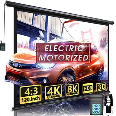 Aoxun 120" Motorized Projector Screen - Indoor and Outdoor Movies Screen 120 inch Electric 4:3 Projector Screen W/Remote Control - Image 1