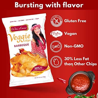 Barbeque Veggie Chips (5 Pack of 4.5 Ounce Individual Bags) - Gluten Free, Non-GMO, Vegan, Zero Trans Fats – Wai Lana - Image 5
