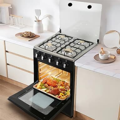 20" Freestanding Gas Range Oven - Equipped with 4 coil burners and Gas Stove with stainless steel oven (Black: Manual ignition) - Image 3