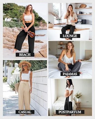 ZOOSIXX Soft Black Pajama Pants for Women, Wide Leg Comfy Casual Lounge Yoga Capri Pants 22'' / 30'' - Image 5