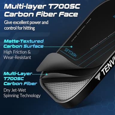 NHYHN TENVINA Pickleball Paddle, Multi-Layer T700SC Friction Carbon Fiber Pickleball Paddle, 16MM Thicknesses, Strong Power and Spin Surface of USAPA Approved Pickle Ball Paddle - Image 2