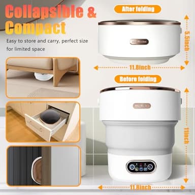 Portable Washing Machine,15L Collapsible Mini Washer with 3 Cleaning Modes Drain Basket Small Foldable Laundry Machine for Travel Camping Dorms RVs Apartments Baby Clothes Underwear Socks Delicates - Image 2