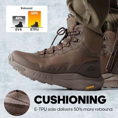 NORTIV 8 Men's Tactical Hiking Boot Lightweight Cushion Sole Boots for Work All Day Side Zipper Motorcycle Combat Military Boot Arch Support 8 Inches Terrascope,Size 10,Dark Brown,NMUMMT2503 - Image 3