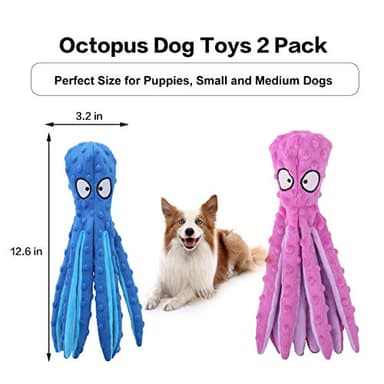 CPYOSN Dog Squeaky Toys Octopus - No Stuffing Crinkle Plush Dog Toys for Puppy Teething, Durable Interactive Chew Toys for Small, Medium and Large Dogs Training and Reduce Boredom, 2 Pack - Image 7