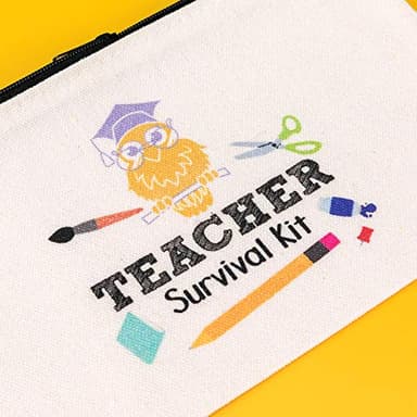 PARBEE Teacher Gift Makeup Bag, 12PCS Canvas Cosmetic Pouch Zippered Toiletry Bags Case, Appreciation Gifts for Teachers - Image 4