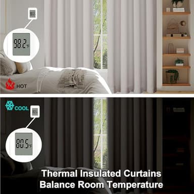 Simplebrand Ava Natural Blackout Curtains for Bedroom 84 Inch Length 2 Panels Set, Solid Thermal Insulated Privacy Living Room Window Treatment Curtains Blackout Drapes, W40 x L84 Inch, Natural - Image 5