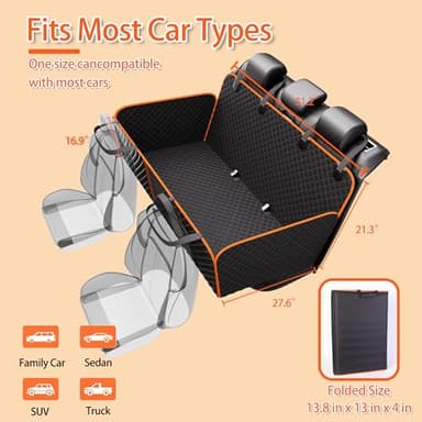 Chilino Back Seat Extender for Dogs - Large Space, Waterproof Hard-Bottom Dog Car Seat Cover for Back Seat, Holds 420lbs, Upgraded Material Waterproof Pet Car Bed Dog Hammock for Car, SUV,Truck - Image 5