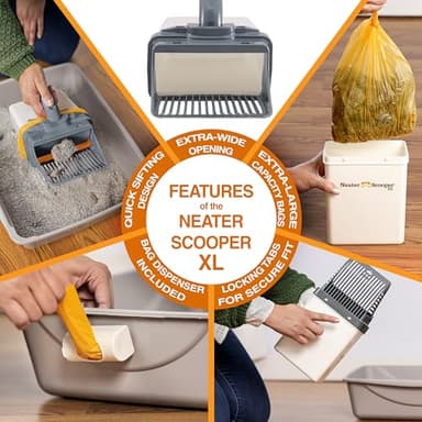 Neater Pet Brands Neater Scooper XL Cat Litter Scoop, 60 Refill Bags – Extra-Large Capacity Mess-Free Cat Litter Scooper with Bag for Large & Multiple Cats, Spill-Proof Litter Box Scooper with Holder - Image 6