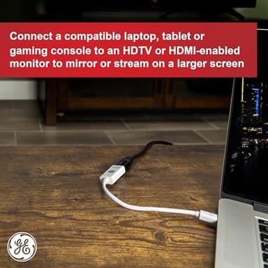 GE Mini DisplayPort Thunderbolt to HDMI Adapter, Compatible with Apple iMac, MacBook and PC, Supports Full HD 1080P and 4K Ultra HD, White, 33589 - Image 2