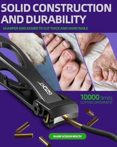 SZQHT Ultra Wide Jaw Opening Nail Clippers Set, Toenail Clippers for Thick Nails, Heavy Duty Nail Cutter, Stainless Steel Toe Nail Clippers for Seniors, Men & Women Manicure,Pedicure,Big(Black) - Image 3