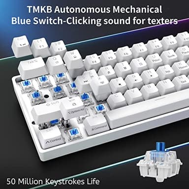 DIERYA 60% Mechanical Keyboard, DK61se Wired Gaming Keyboard with Blue Switches, LED Backlit Ultra-Compact 61 Keys Mini Office Keyboard for Windows Laptop PC Gamer Typist（White） - Image 3