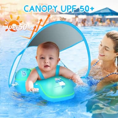 LAYCOL Baby Swimming Float with UPF50+ Sun Canopy Baby Floats for Pool No Flip Overbaby Pool for Baby Age of 3-36 Months - Image 2