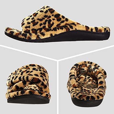 GRITHEIM Women's Orthotic Arch Support Slippers Fuzzy Adjustable Orthopedic Slippers for Plantar Fasciitis Furry Slide for Ladies leopard 10 - Image 6