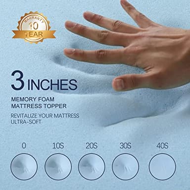 3 Inch Gel Memory Foam Mattress Topper Twin XL Size High Density Cooling Pad Pressure Relief Bed Topper (with Removable & Washable Bamboo Cover) - Image 4