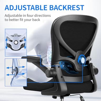 Freepub Ergonomic Office Chair, Breathable Mesh Computer Desk Chair with Adjustable Lumbar Support, Swivel with Flip-up Armrests, 350LBS Capacity - Design for Home/Offices - Black - Image 5
