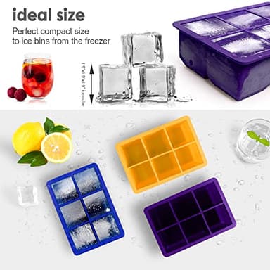 Excnorm Silicone Ice Cube Trays 3 Pack - Large Size Silicone Ice Cube Molds with Leak Proof Removable Lid Square Ice Cube Tray And BPA Free for Cocktail,Whiskey, Stackable Flexible Ice - Image 5