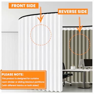100% Blackout Room Divider Curtains - Total Privacy Curtain Panel, Thermal Insulated Noise Reduction Curtain for Bedroom Windows,Include Ceiling Curtains Track(White, W180 x L96, 1 Pack) - Image 2