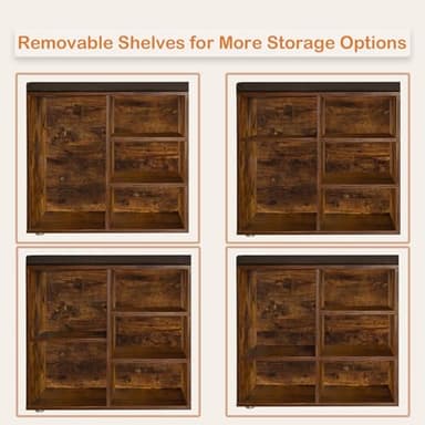 DINZI LVJ Shoe Storage Bench with Cushion, Cubby Shoe Rack with 12 Cubbies, Adjustable Shelves, Multifunctional Shoe Organizer Bench for Entryway, Mudroom, Hallway, Closet and Garage, Rustic Brown - Image 8
