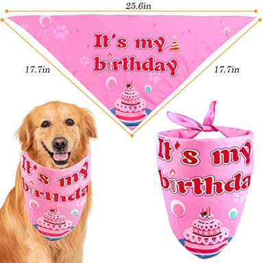 AROIC Dog Birthday Bandana Set, Pet Party Decorations Kit with 2 Bandanas, Fun Pet Birthday Party Decorations for Small Medium Dogs Pets, Cute Puppy Celebration Outfit with Hat, Bow Tie & Balloons - Image 5