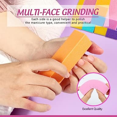 FANDAMEI Nail Files and Buffers, 20PCS Nail File Kit. Rectangular Nail Buffer Block & 100/180 Grit 7 Way Nail File & Polishing Buffer. Nail Prep Kit. Professional Manicure Nail Tools - Image 3