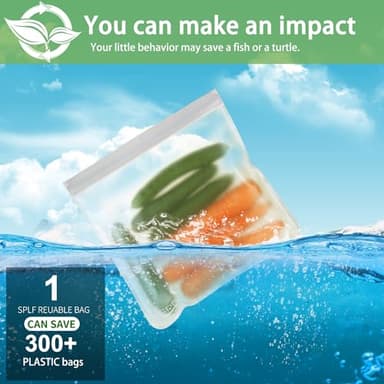 SPLF 6 Pack Reusable Gallon Freezer Bags Dishwasher Safe, BPA FREE Reusable Food Storage Bags, Extra Thick Leakproof Silicone Free 1 Gallon Bags for Marinate Meat, Cereal, Sandwich, Snack, Travel Item - Image 7