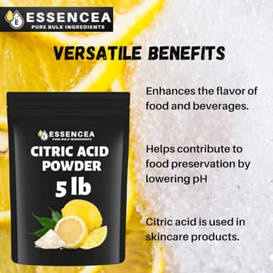 Essencea Citric Acid 5LB Pure Bulk Ingredients | Non-GMO | 100% Pure Citric Acid Powder [Packaging May Vary] - Image 8