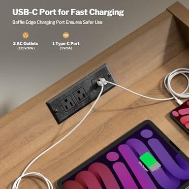 SICOTAS Larger Rattan Night Stand - Tall Nightstands with Type-C Charging Station, 3 Rattan Drawers, Boho Bedside Table End Table with Storage for Bedroom Sofa Couch Office - Oak - Image 7