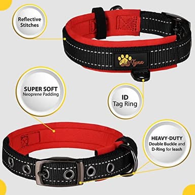 ADITYNA Dog Collars for Small Dogs - Padded Ultra Comfortable Soft Neoprene, Reflective, Heavy Duty - Black Small Collar - Image 3